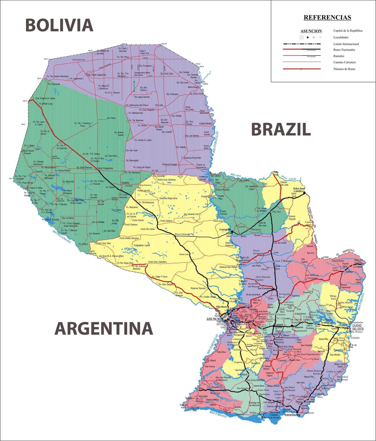 die Karte von Paraguay