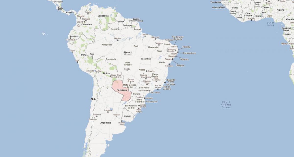 Karte von Paraguay, Südamerika