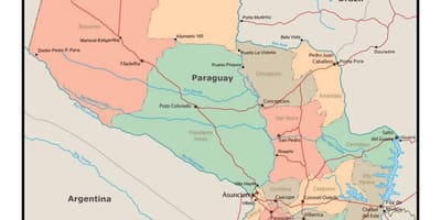 Karte von Paraguay mit Städten